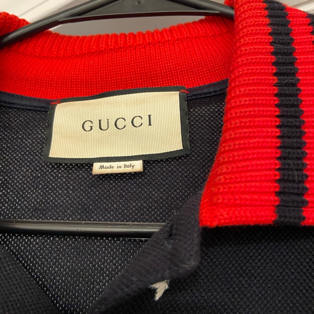 Gucci Men's Black and Red Polo Shirt
